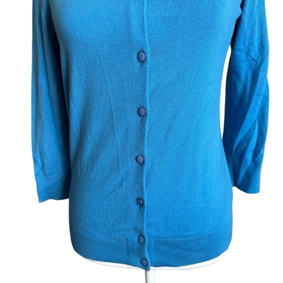 Talbots Womens Cardigan Sweater Size XS Blue Button Up 3/4 Sleeve - Picture 6 of 17